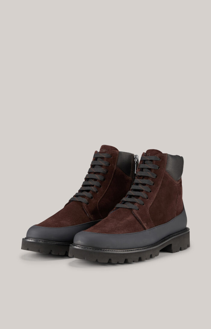 Velluto Misto Hektor Boots in Dark Brown