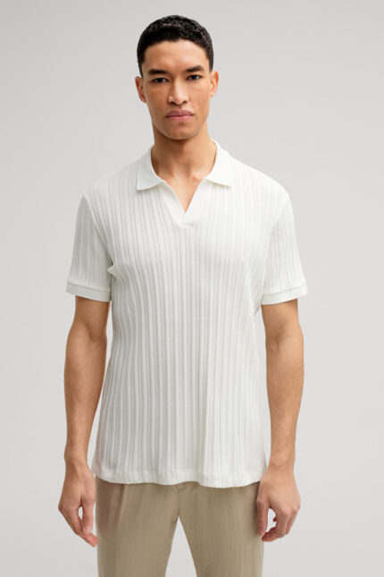 Baron Polo Shirt in Cream, textured